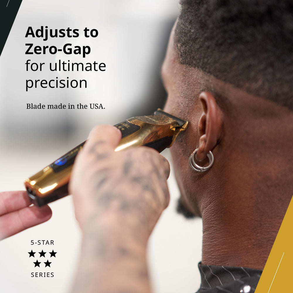Wahl T-Wide zero-overlap adjustment enables precise detailing during trims.