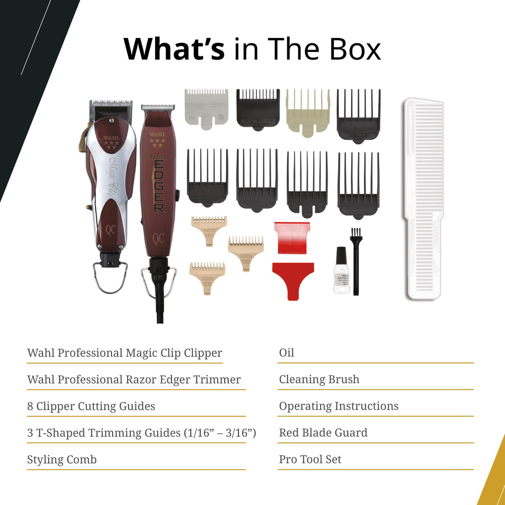 Wahl Unicord attachment combs enable various hair lengths.