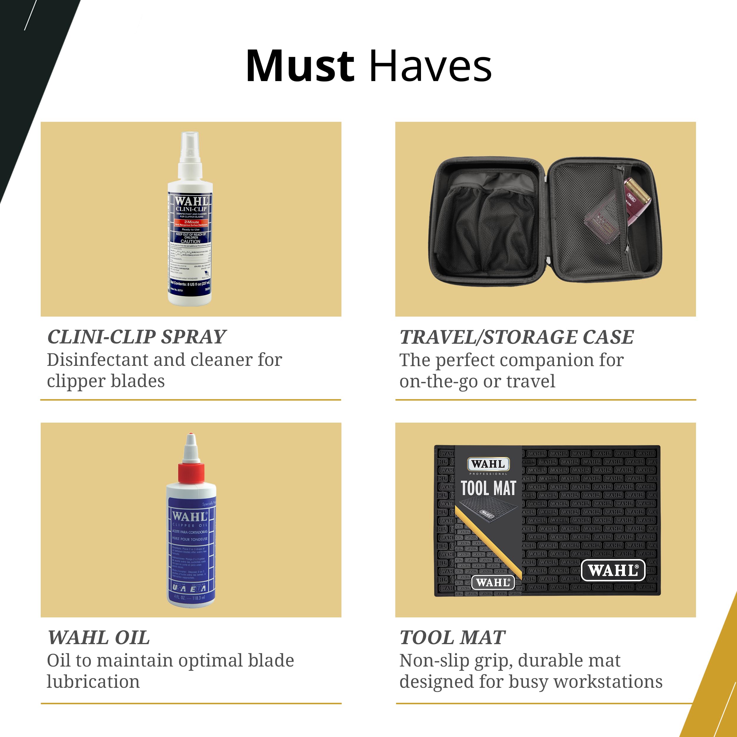 Wahl Unicord cleaning brush helps blade maintenance.