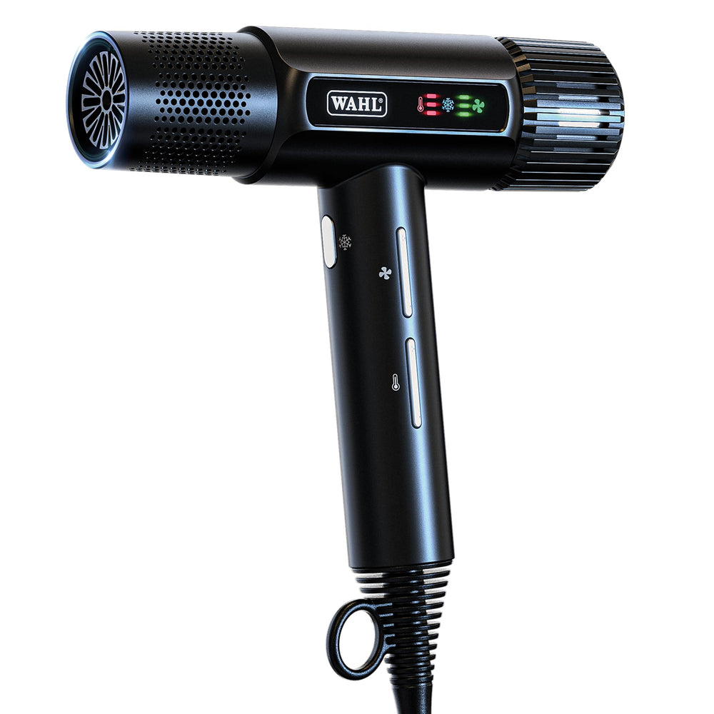 Wahl Vanquish dryer front view shows slim profile for comfortable long sessions