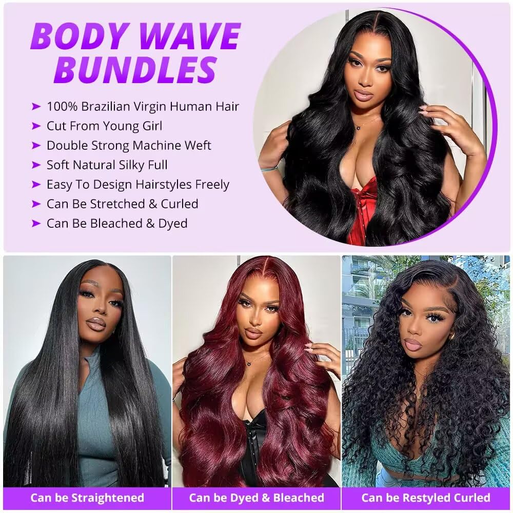 WAITWO 12A hair bundles 22 inch body wave full head for fuller look