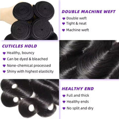 WAITWO 12A hair bundles 24 inch body wave natural black ideal for color matching