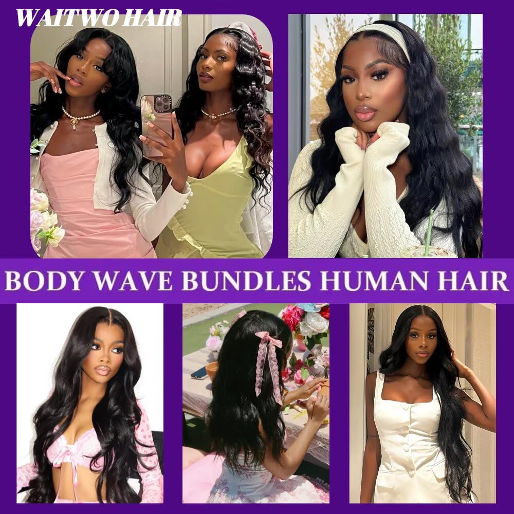 WAITWO brazilian virgin weave packaging display shows bundle set ready to install