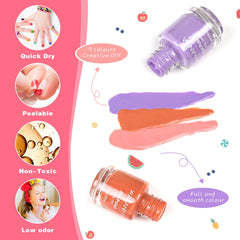 Wakaniya peel-off nail polish for easy removal with warm water.