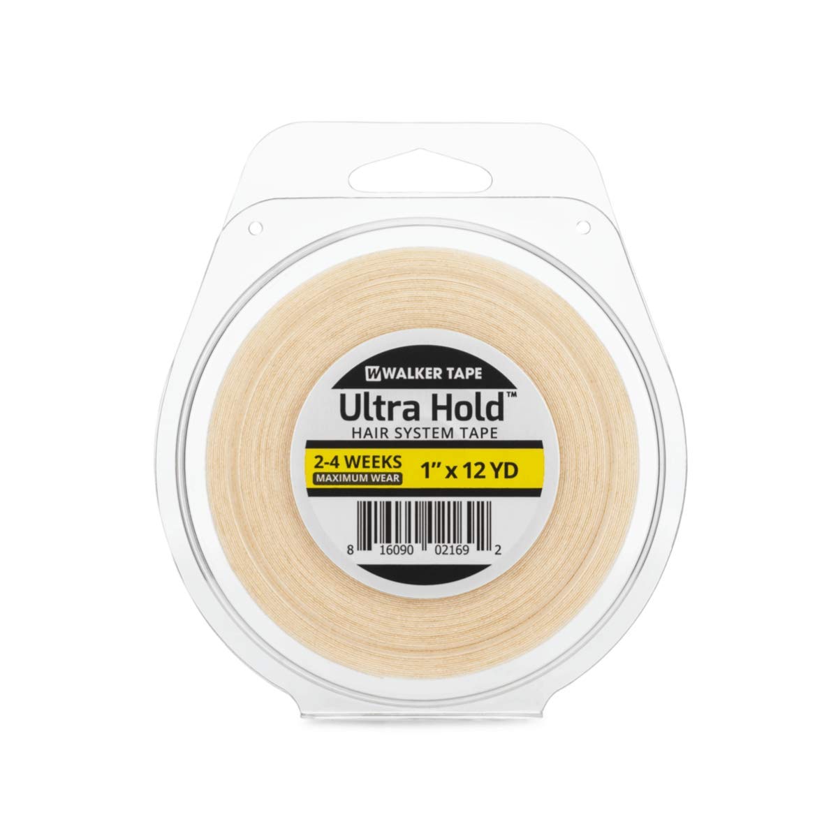 Walker Tape Ultra Hold roll close-up shows clear, flexible adhesive for strong, long-lasting hold.