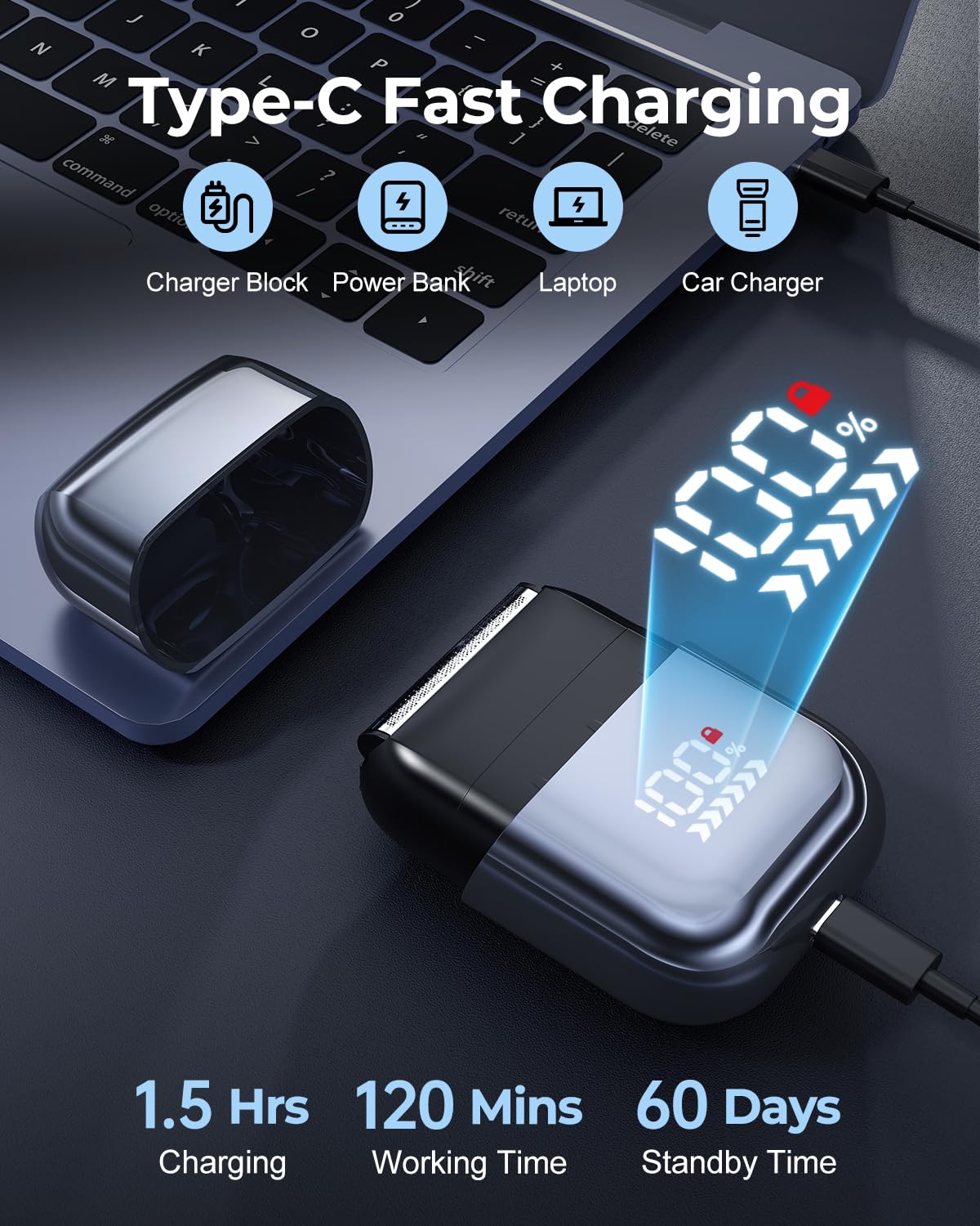 Walumen foil shaver with magnetic travel cap for on-the-go protection