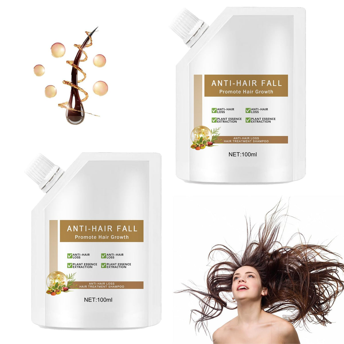 Wanban anti hair loss shampoo bottle front for healthier-looking hair when used regularly