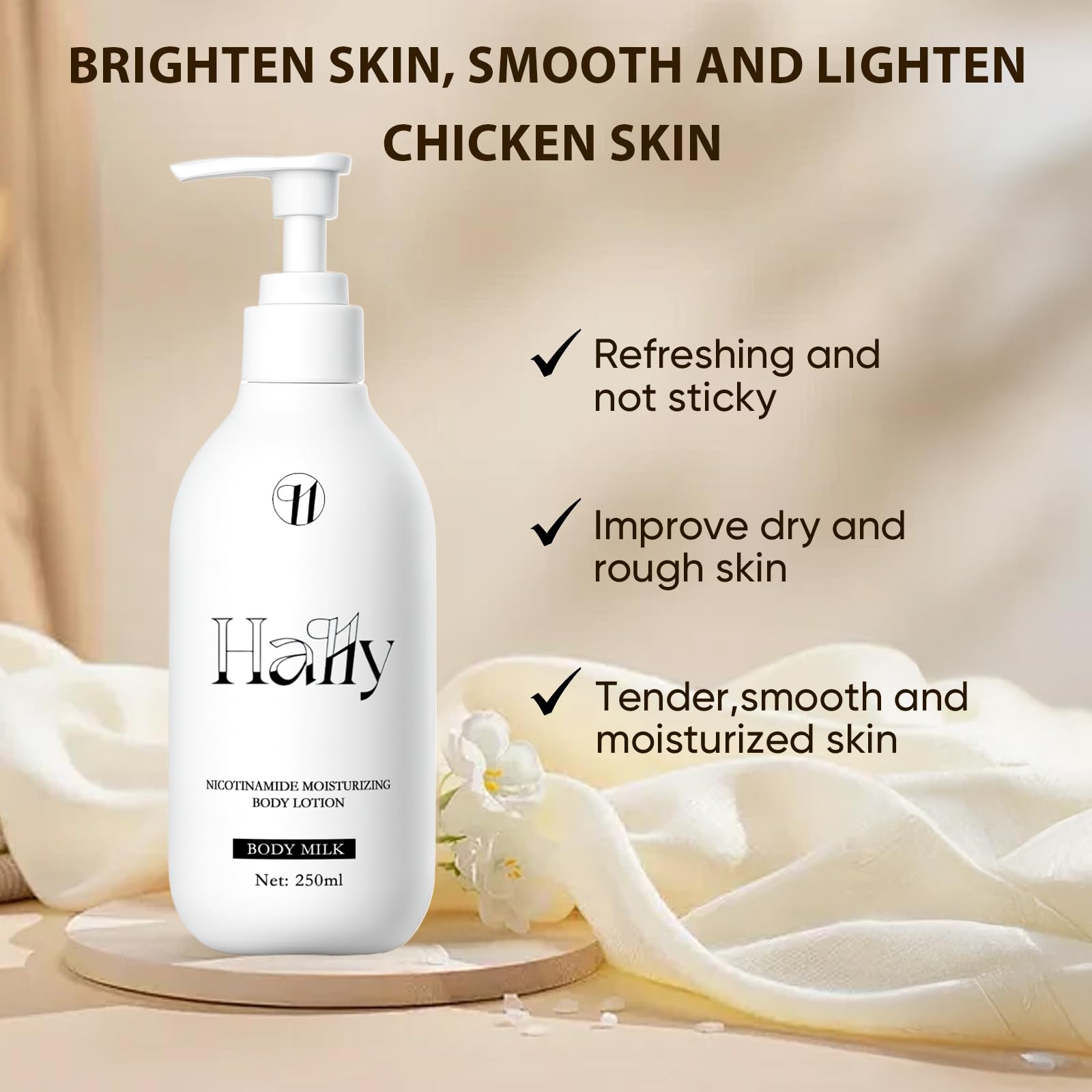 Wanciment Niacinamide White Body Lotion applied on skin to smooth texture.