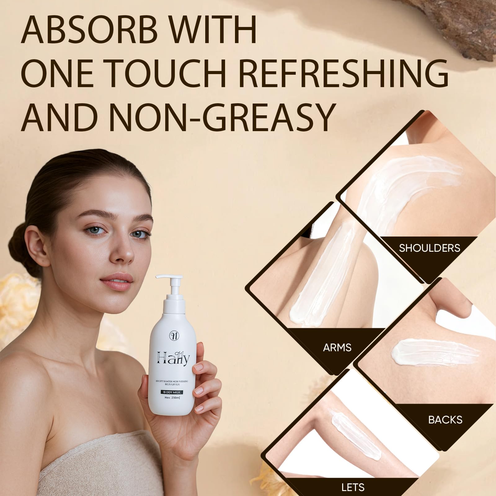 Wanciment Niacinamide White Body Lotion swatch reveals non-greasy, quick-absorbing finish.