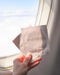 Wander Beauty Baggage Claim rose-gold patches under eyes for brightening.