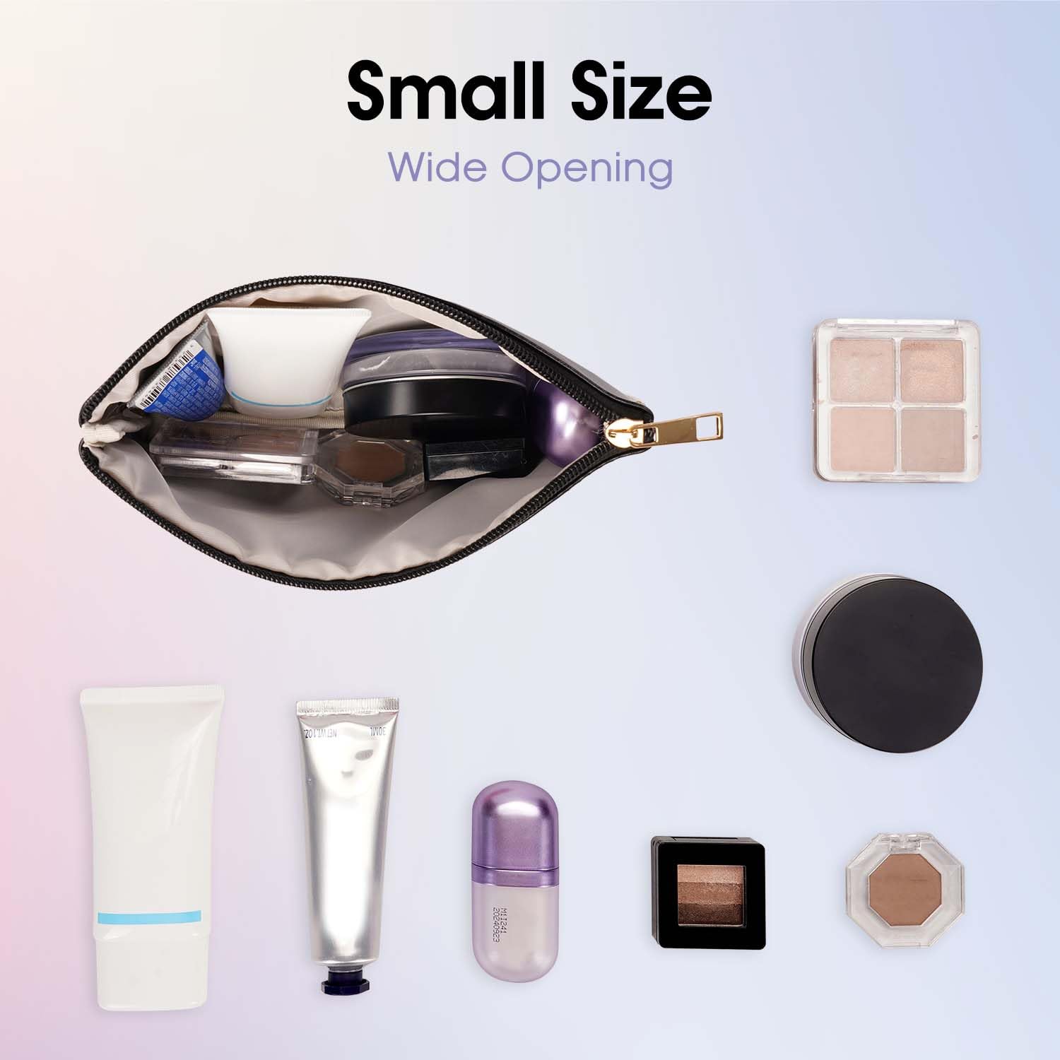Wandering Nature black makeup bag pairs with any bag for versatile organization.