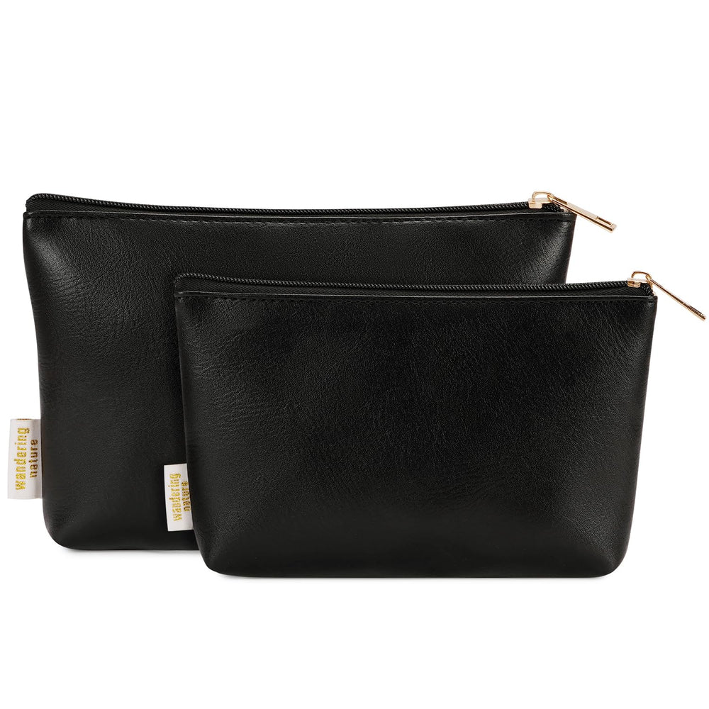 Wandering Nature makeup bag 2-pack front view keeps small cosmetics organized for daily carry.
