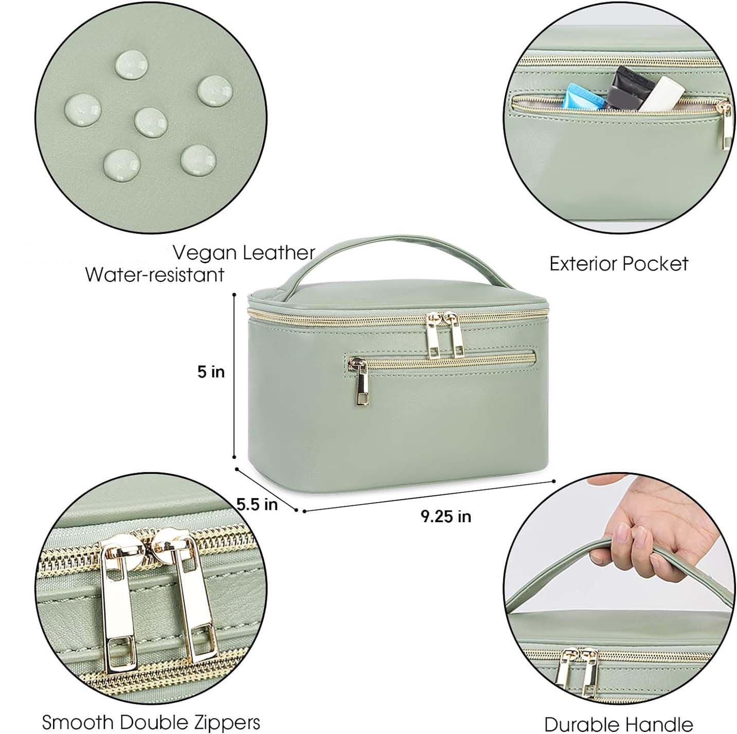 Wandering Nature makeup bag vegan leather material offers softness and water resistance