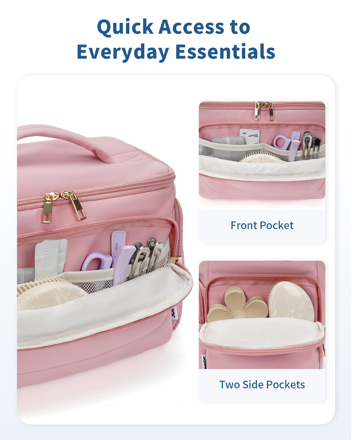 WANDF dusty pink bag front pocket with mesh sleeves stores tools neatly