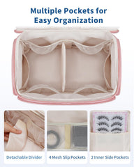 WANDF dusty pink bag with organized pockets for cosmetics and care items