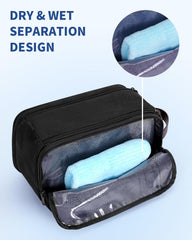 WANDF toiletry bag dual zippers enable quick, full-access packing.