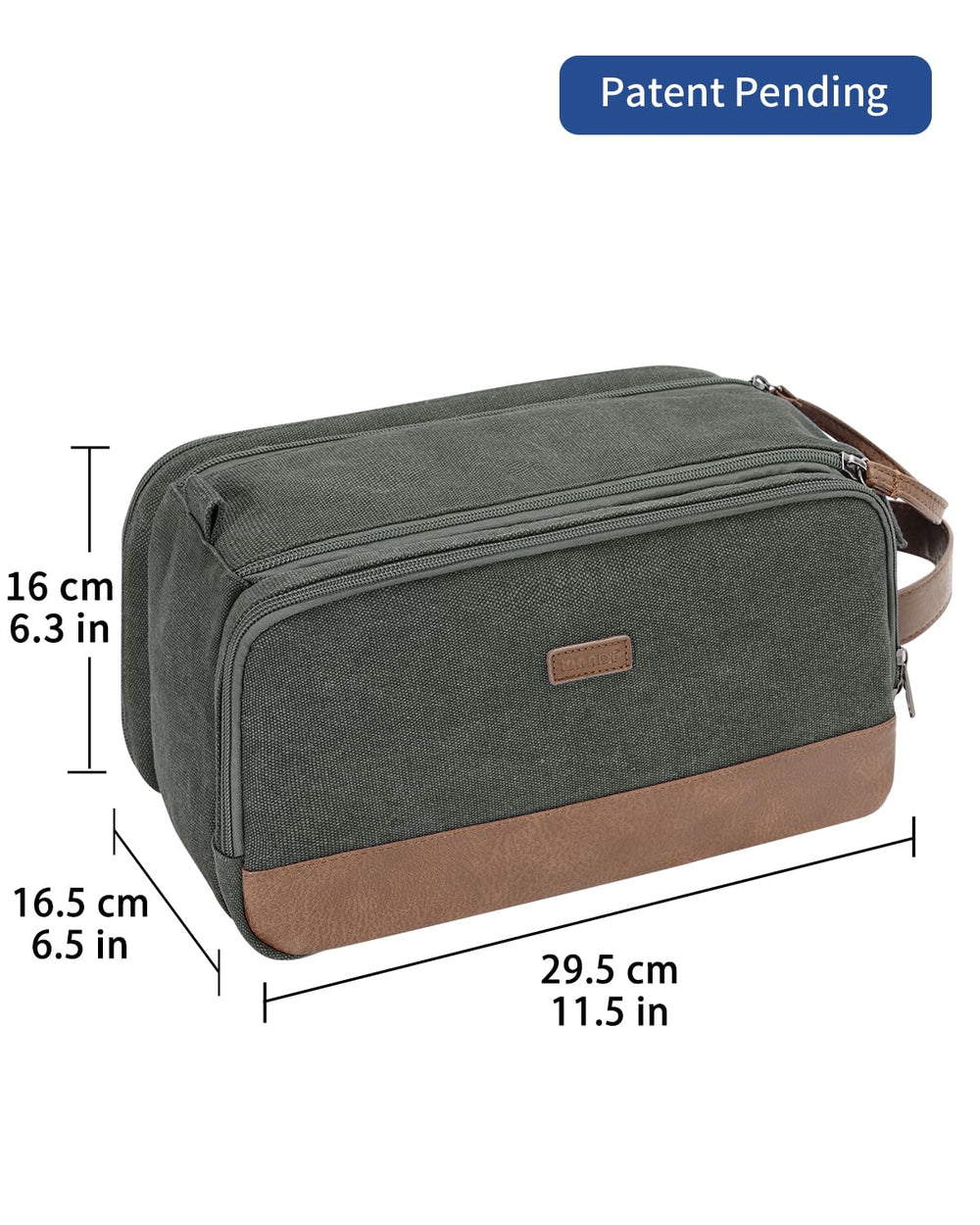WANDF Toiletry Bag Leather handle offers easy hanging in hotels.