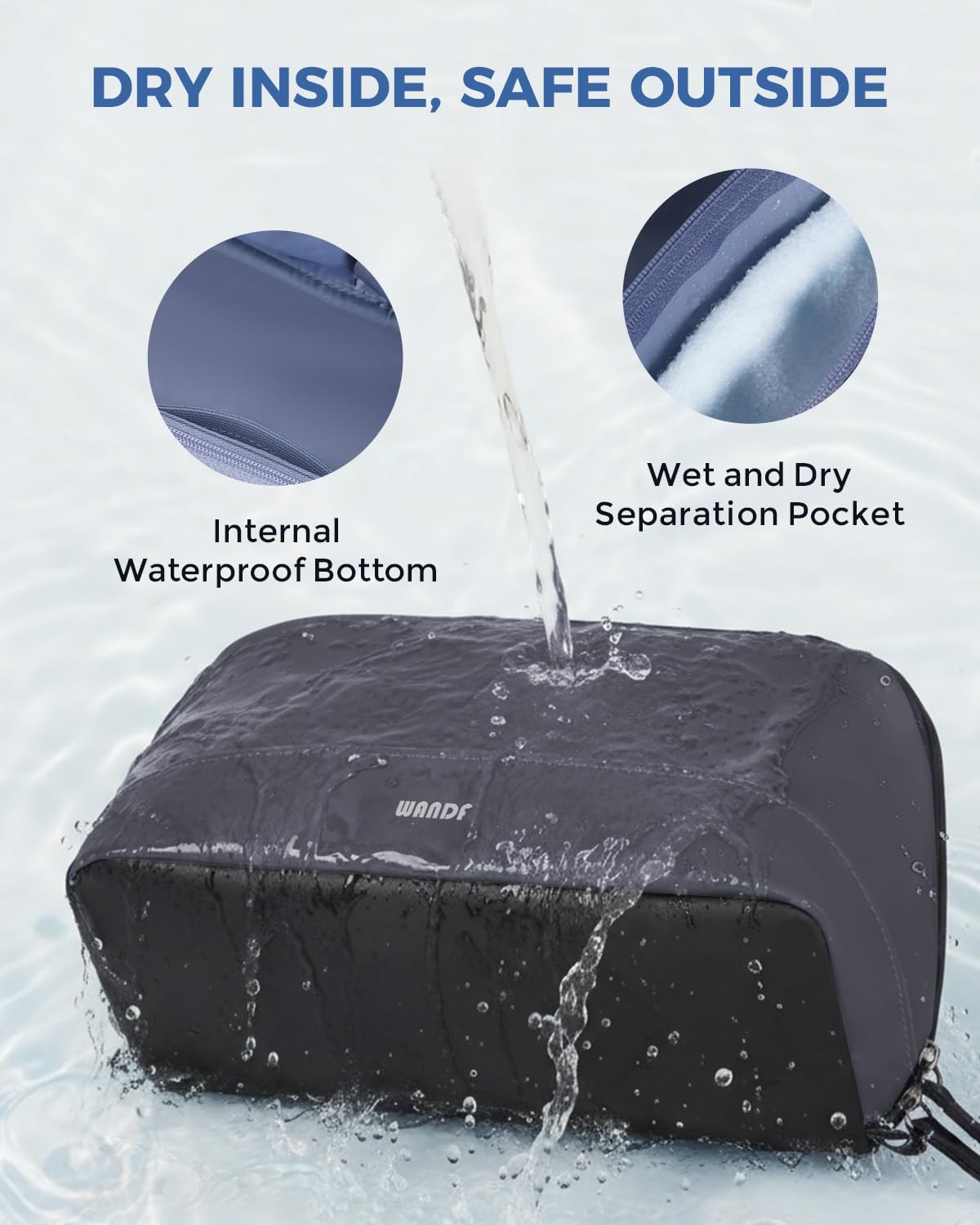 WANDF Toiletry Bag 360 hook for versatile bathroom and gym hangs.