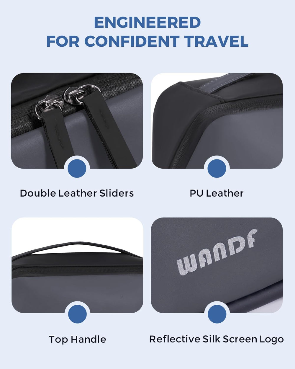 WANDF open-flat design speeds packing and visibility during travel.