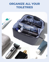 WANDF Toiletry Bag with waterproof pocket separates damp items for tidy packing.