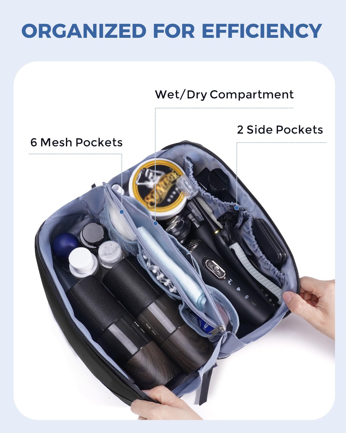 WANDF Toiletry Bag sleek PU leather finish with professional look