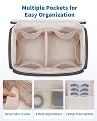 WANDF bag mesh pockets keep cosmetics sorted and separated