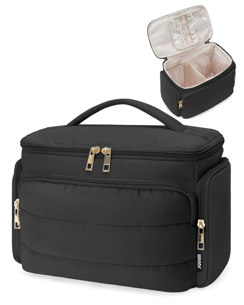 WANDF travel toiletry bag wide-open compartment for quick access