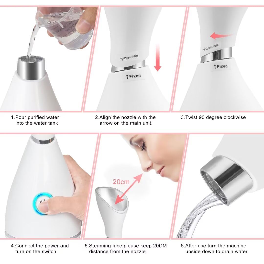 Wanlab portable face steamer measuring cup ensures precise dosing.