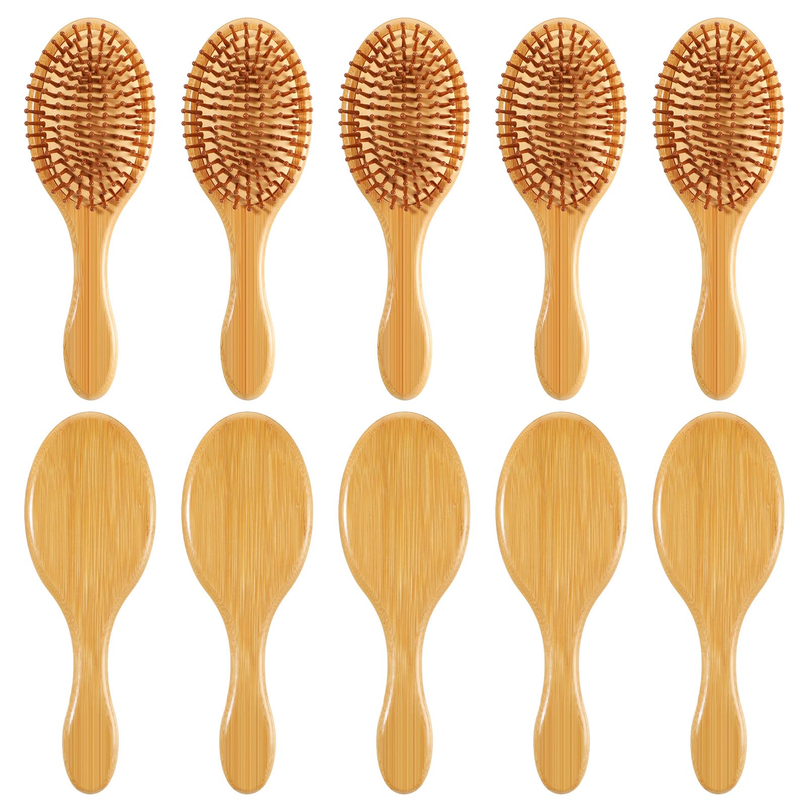 Wanmu bamboo hair brush ball-tipped-bristles provide gentle scalp massage.
