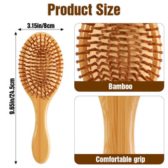 Wanmu bamboo hair brush ergonomic-handle for comfortable styling sessions.
