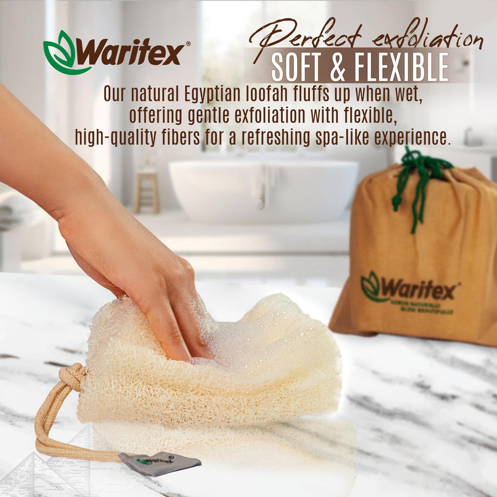 WARITEX loofah for face and body shows versatile cleansing.