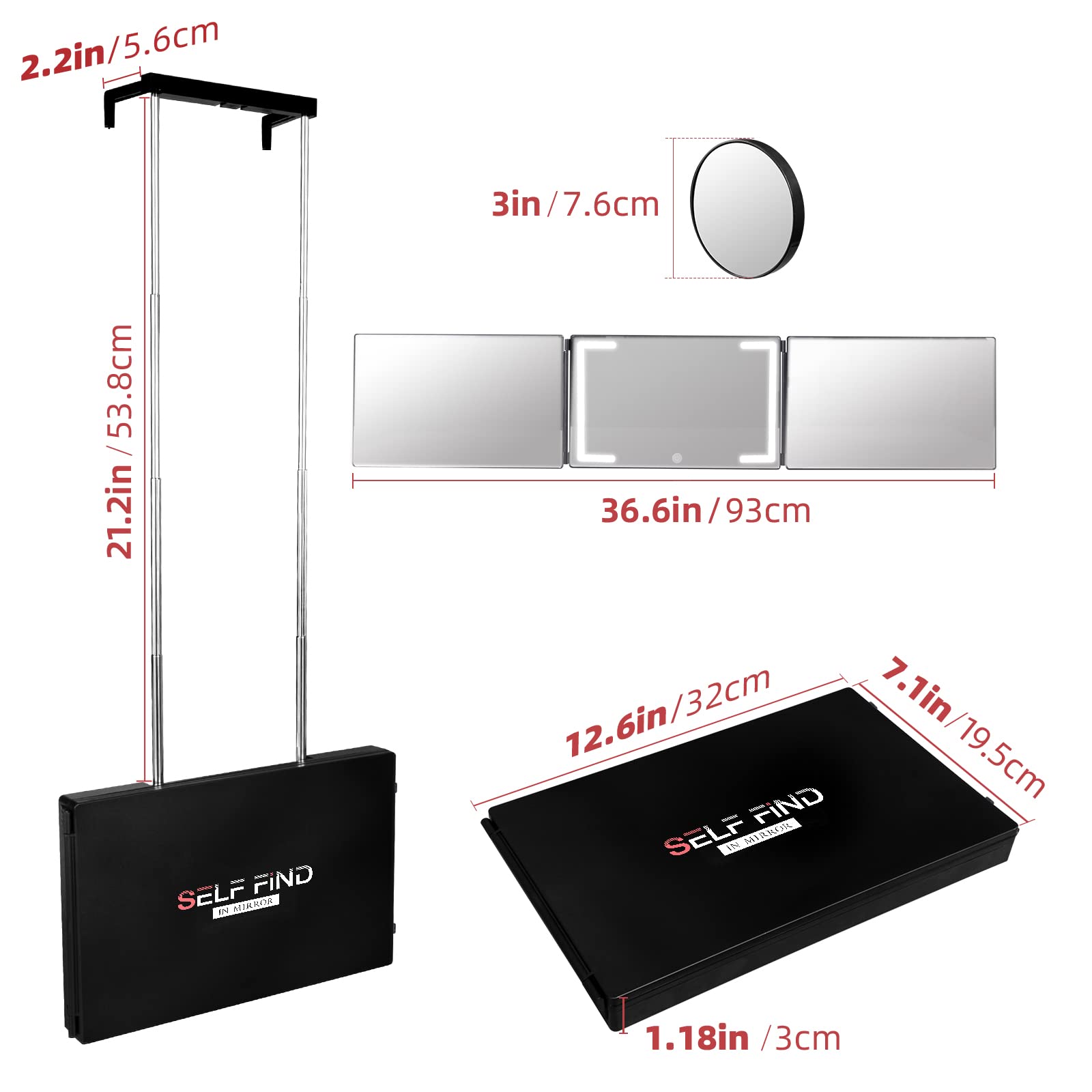 Warive 360-degree mirror supports easy back-side grooming.