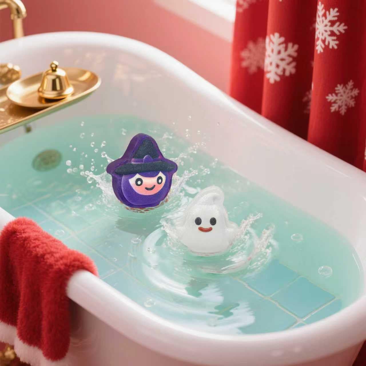WARMLIFE black cat shape bath bomb offers festive aroma and skin-softening care