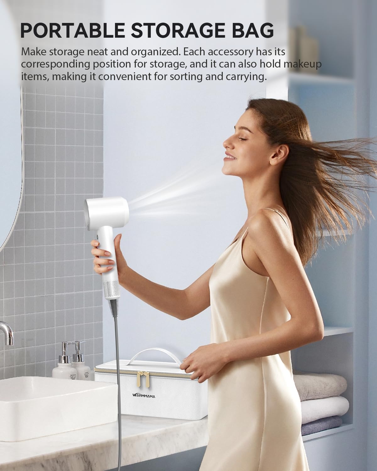 Warmmama curly-hair styling with diffuser enhances bounce and definition