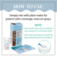 Water Works Light Brown on hair provides natural-looking coverage.