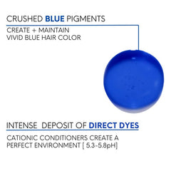 Watercolors by Tressa INTENSE blue color-deposit closeup captures direct dye particles in-curl