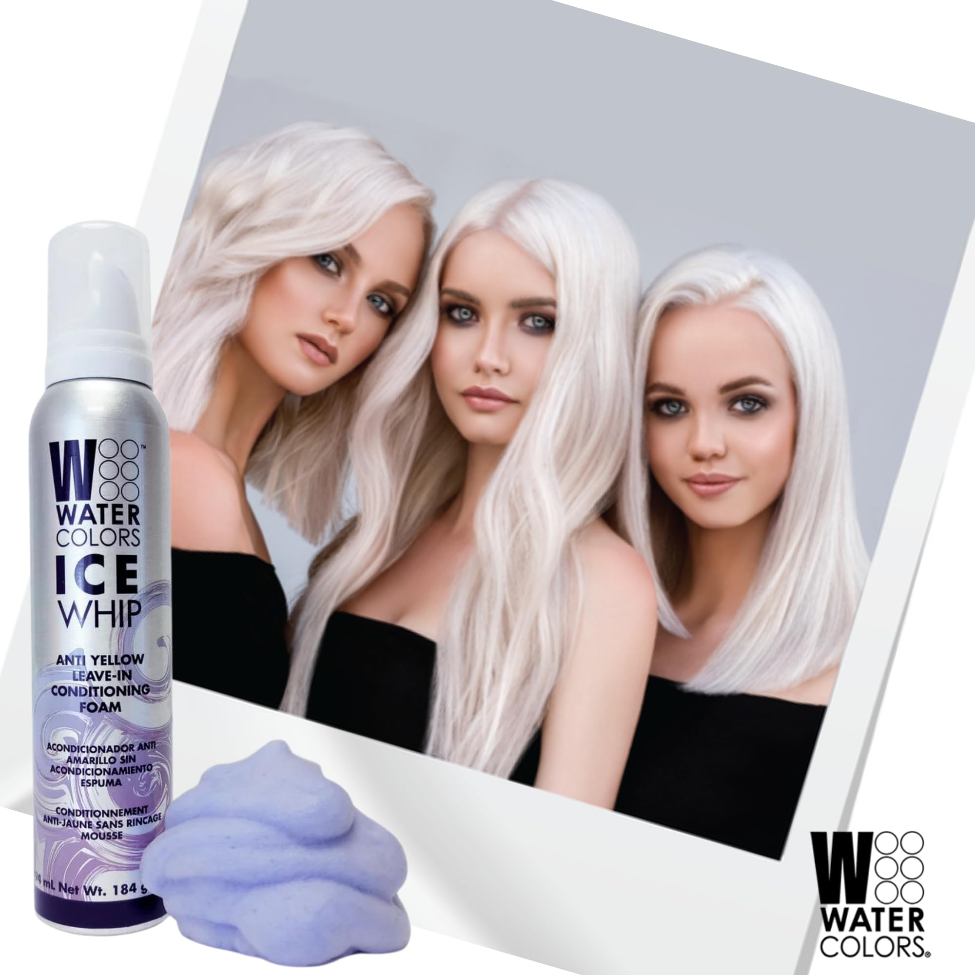 Watercolors Ice Whip violet pigment detail seen on strand for anti-yellow results.