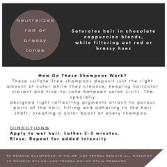 Watercolors Mocha Drench lather in hand demonstrates cleansing and color deposit while washing