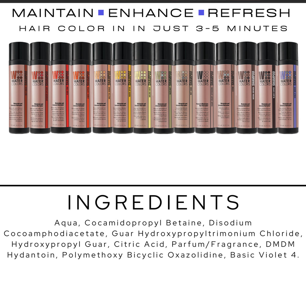 Watercolors Mocha Drench pump bottle on shelf ready for routine refresh