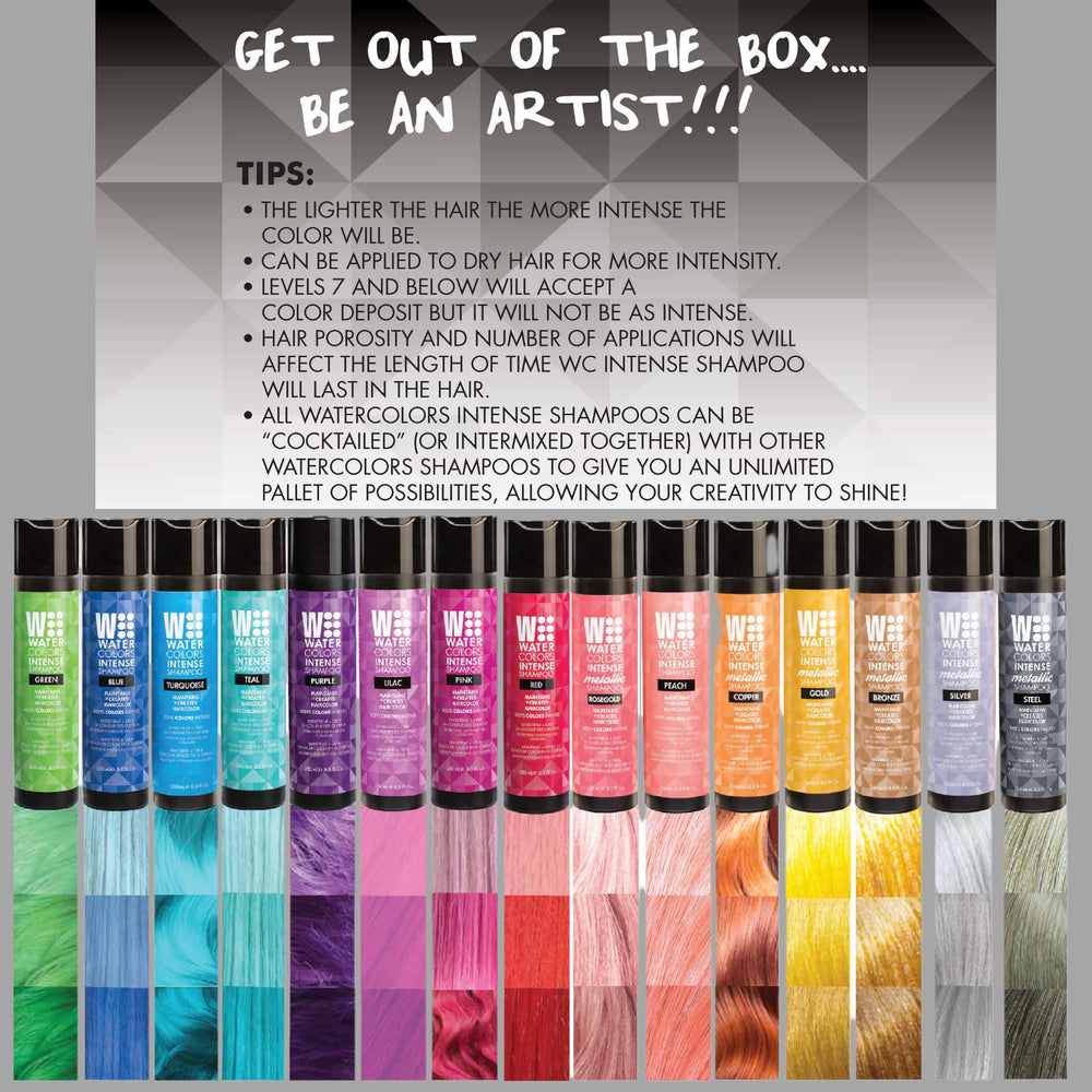 Watercolors Intense Red color palette visualization for semi-permanent dye.