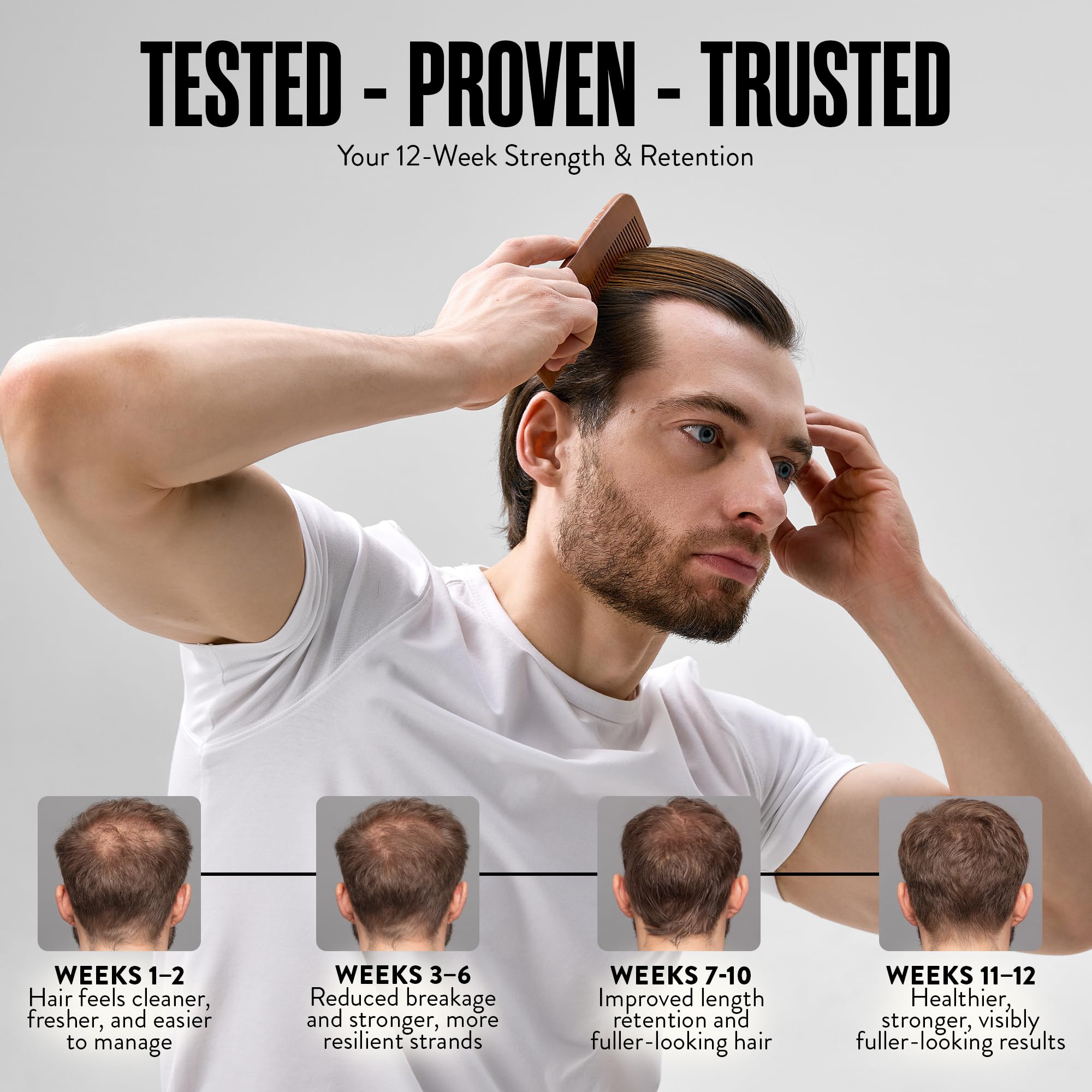 Watermans before and after styling showing fuller thicker-looking hair