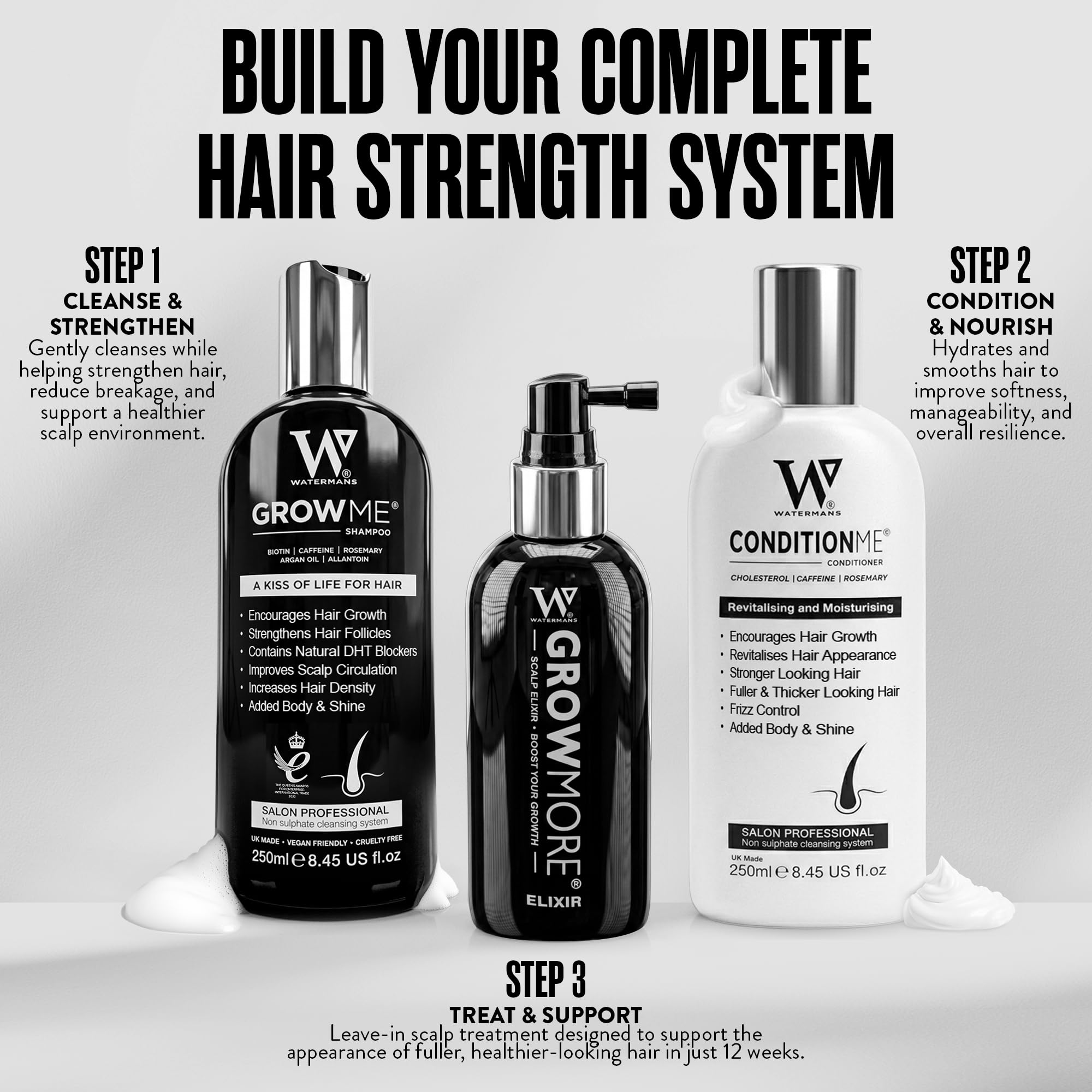 Watermans bottle beside argan oil illustrating moisturizing benefit