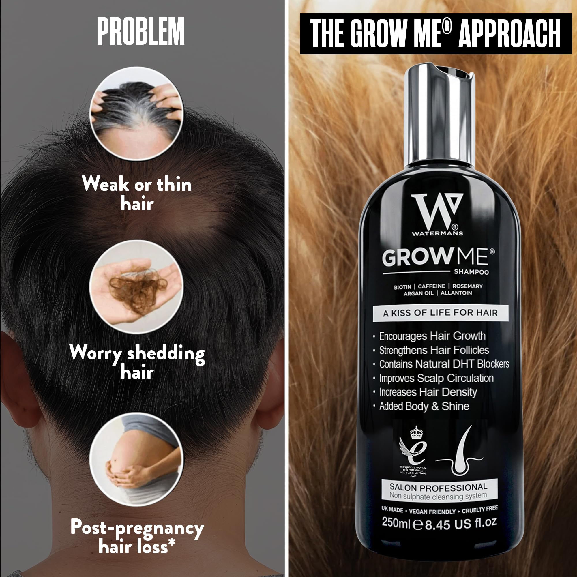 Watermans ingredients flatlay with rosemary biotin and argan oil