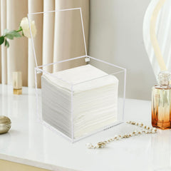 Watpot disposable face towel box side view showing slim profile for bathroom shelves.