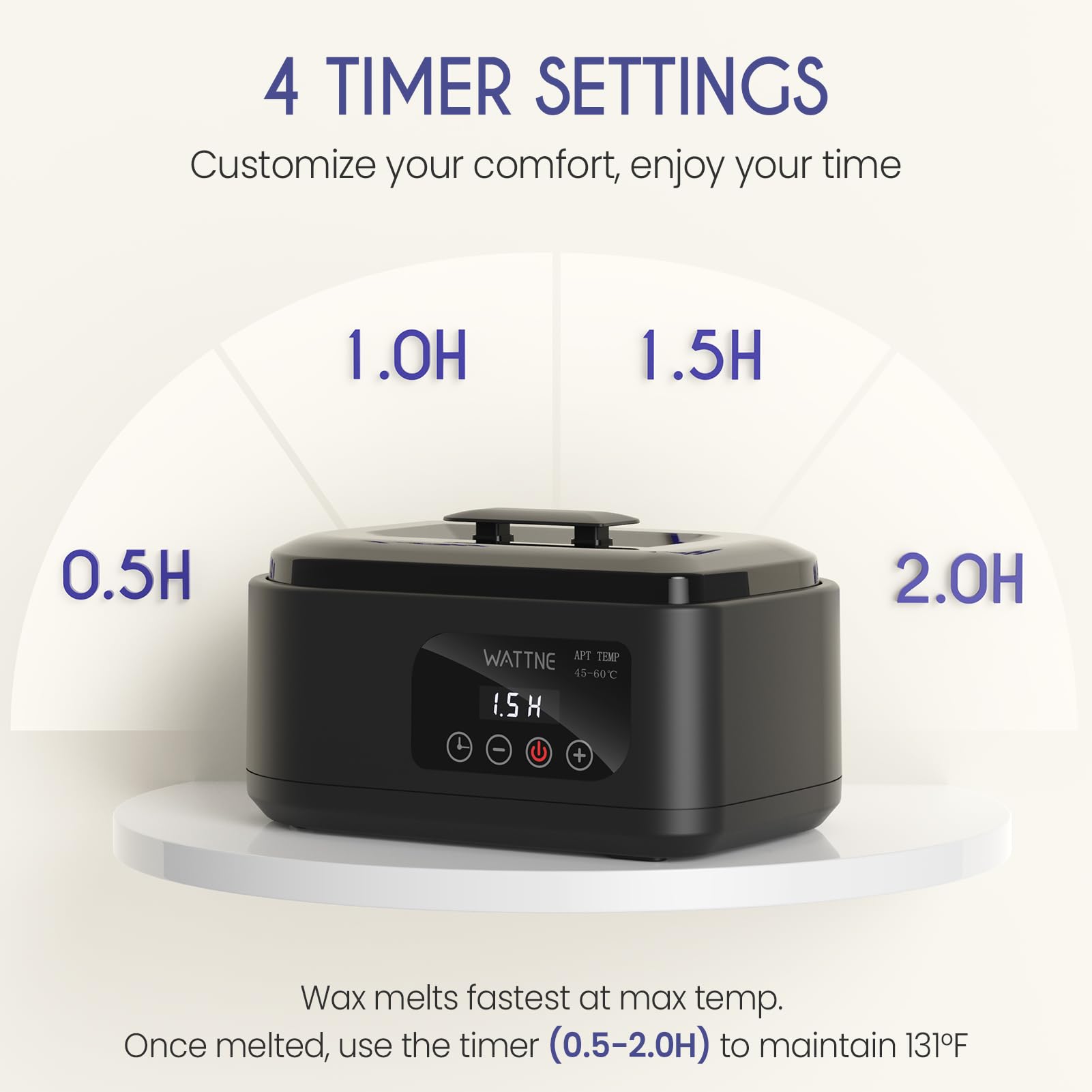Wattne paraffin wax machine auto-timer feature in use.