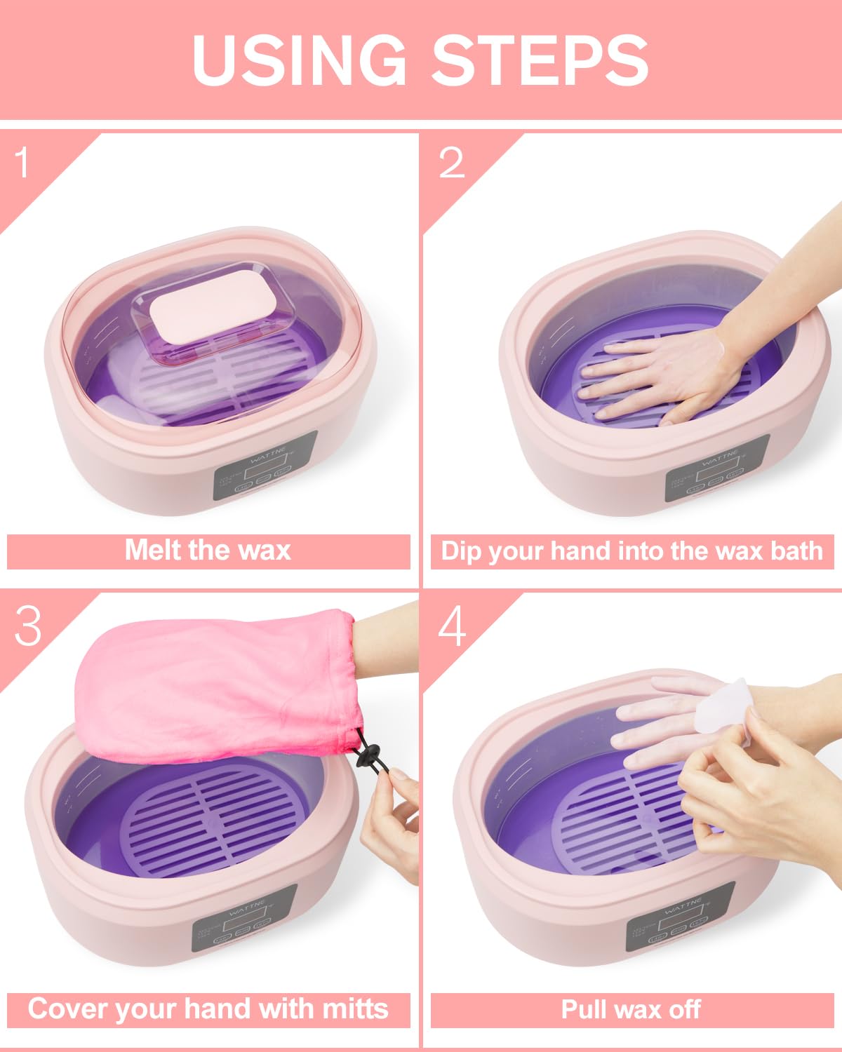Wattne paraffin wax machine elbows and feet receiving warm therapy