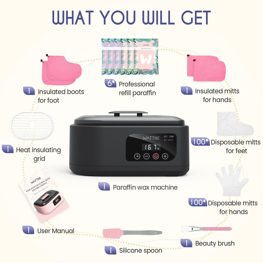Wattne paraffin wax machine keep-warm mode maintains melted wax.