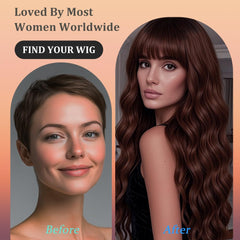 WAVE&BREEZE auburn-shine waves closeup demonstrates soft, tangle-free movement.