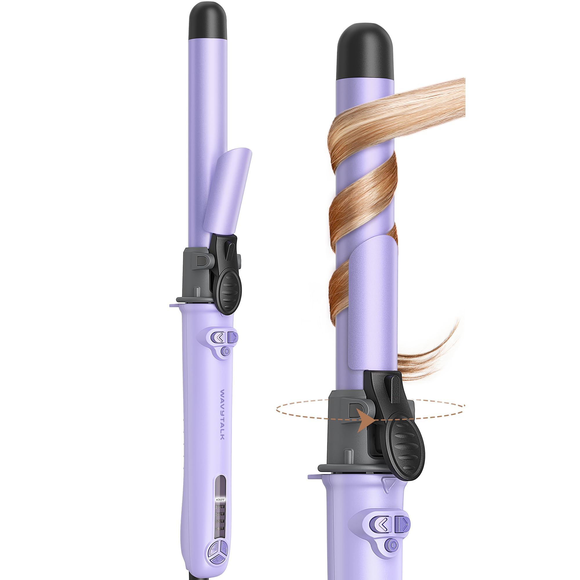 Wavytalk 1-Inch rotating curling iron close-up showing auto-rotation for effortless beachy waves.