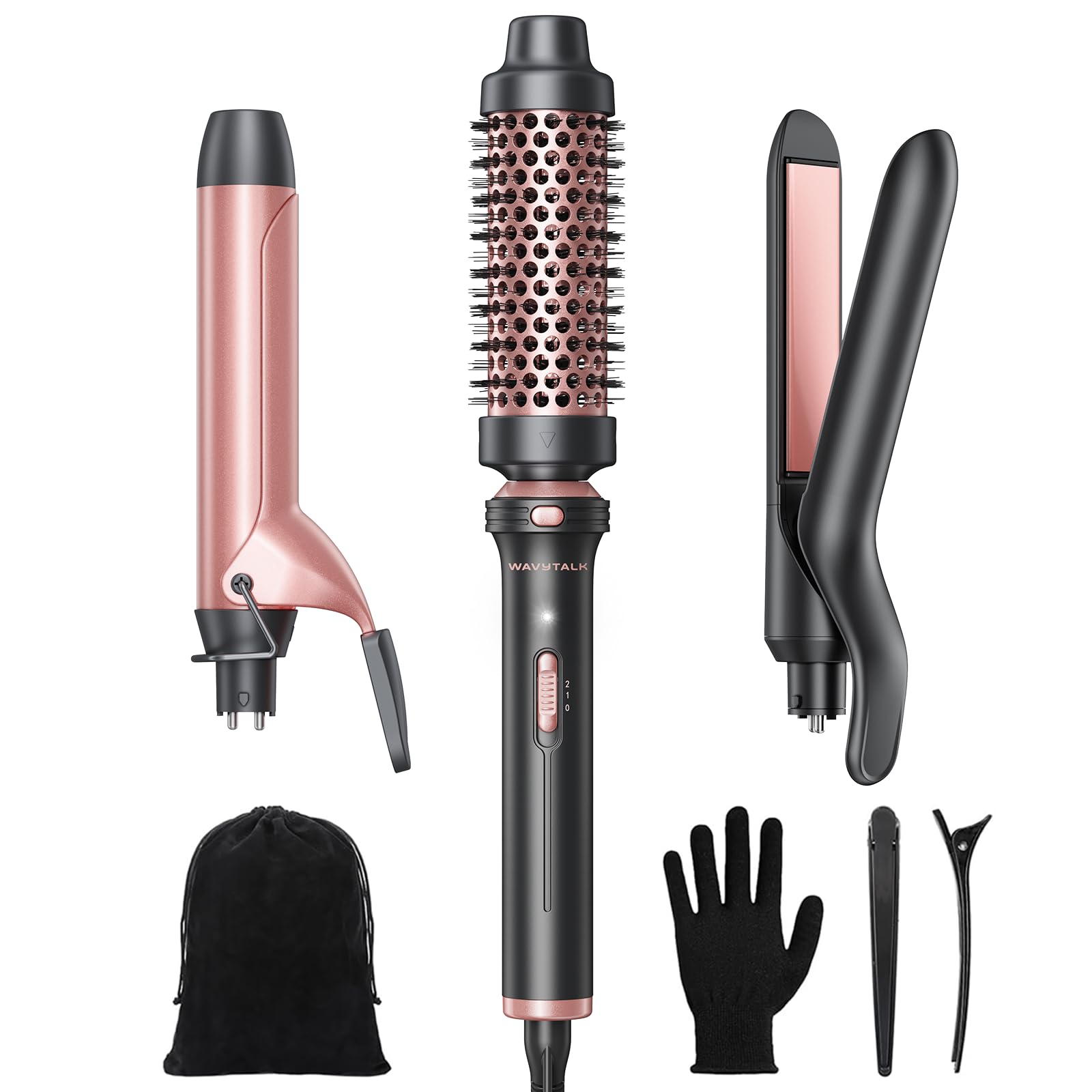 Wavytalk 3in1 Curling Wand Set image showing all-in-one styling versatility for home use.